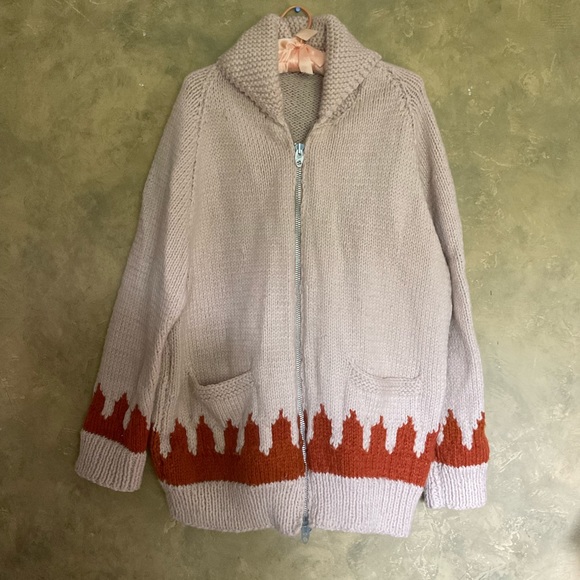 Vintage Oversized Hand Knit Full Zip Sweater Coat - Picture 1 of 6